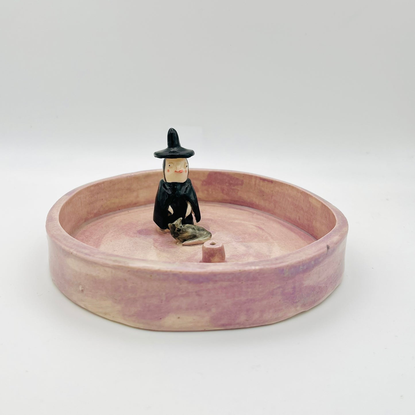 Witch and cat incense burner