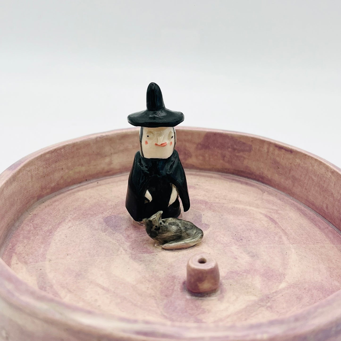 Witch and cat incense burner