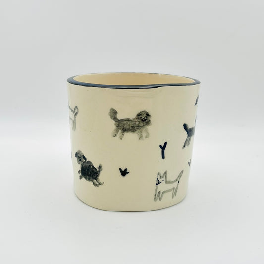 Dogs in the park ceramic pot ~ 2