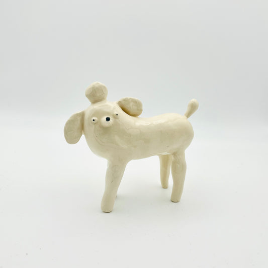 White poodle ceramic ornament