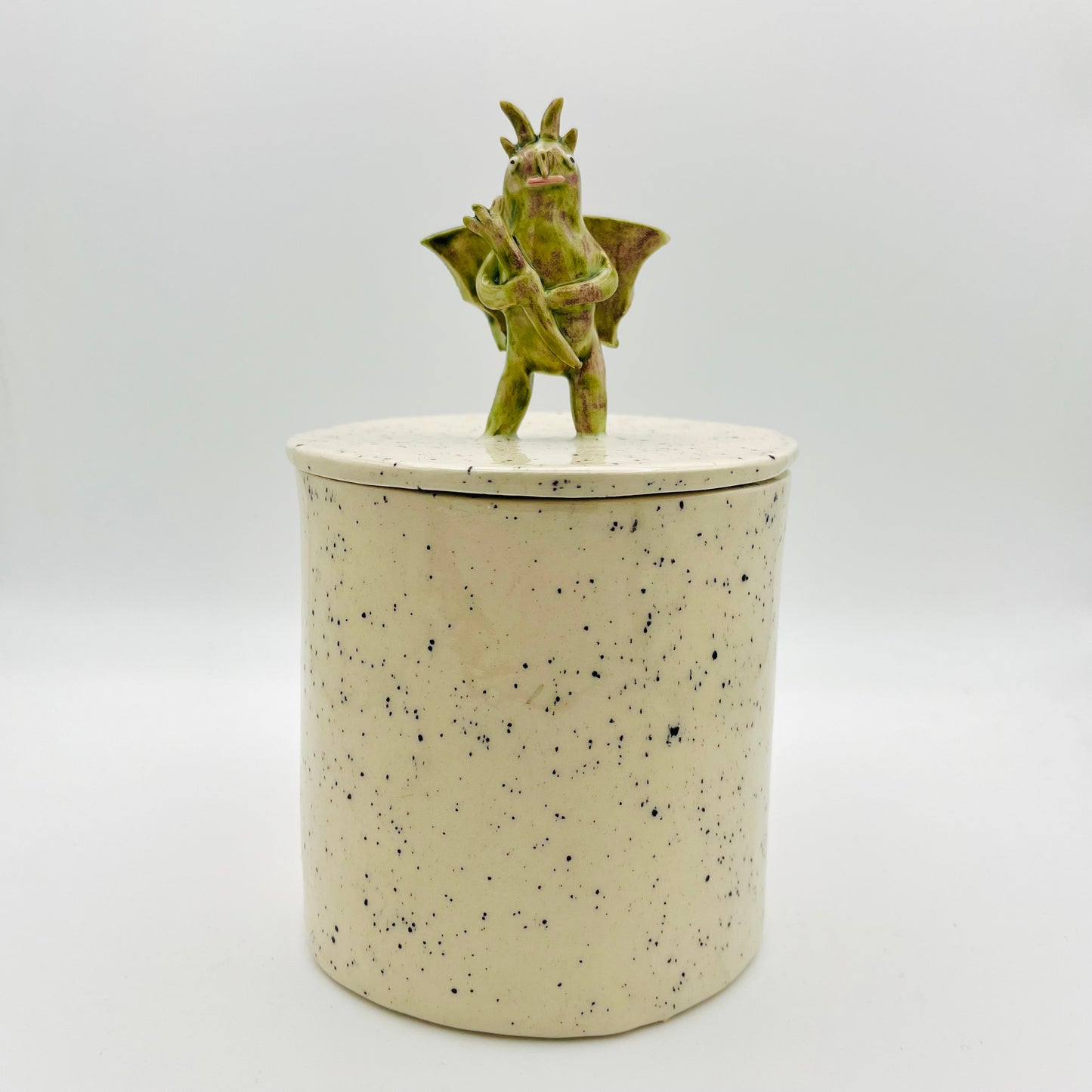 Demon lidded pot