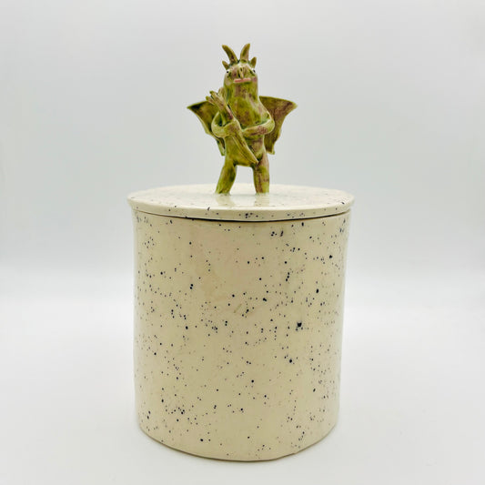 Demon lidded pot