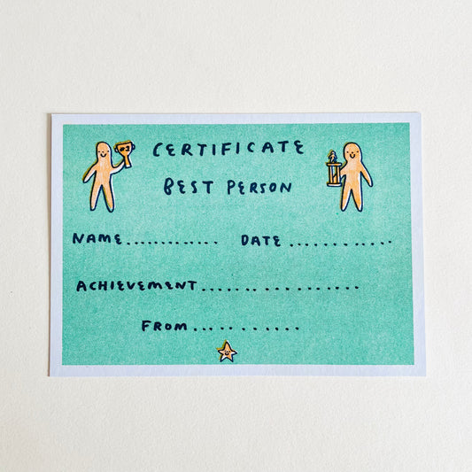 certificate for best person