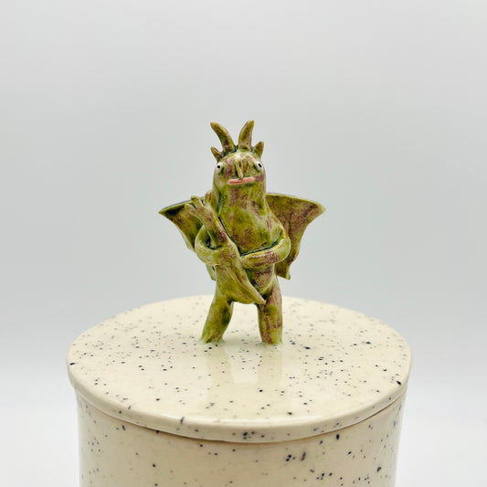 Demon lidded pot