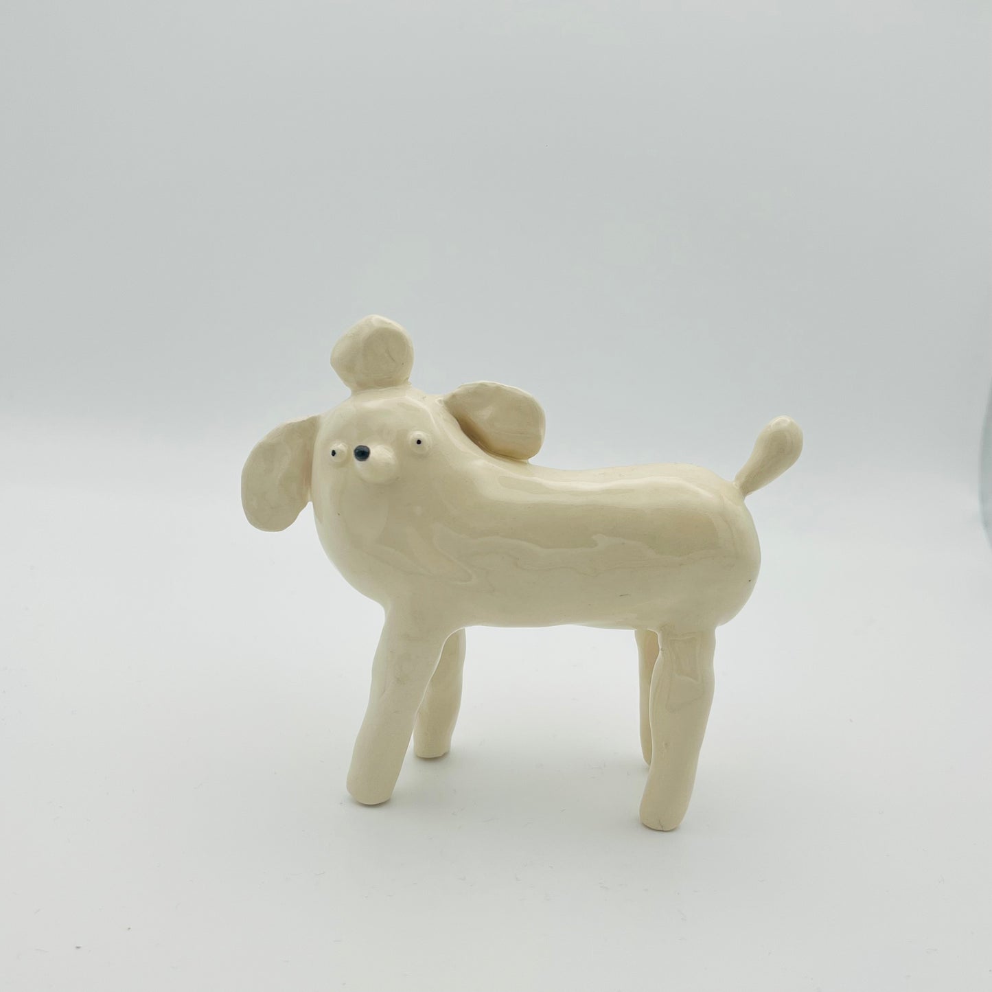 White poodle ceramic ornament