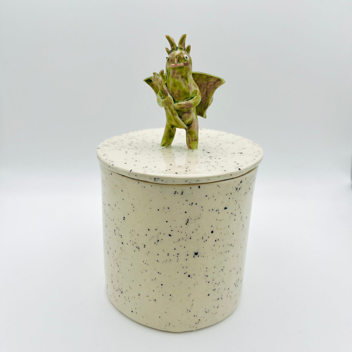 Demon lidded pot